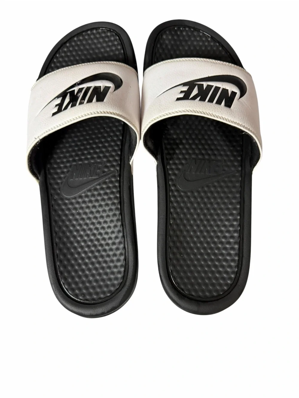 Nike Black Slide Sandals with Cream Straps